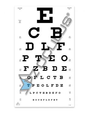 OCULUS Sehprobentafel, Buchstaben, in Plastik eingeschweißt, V = 0,1 – 1,25
