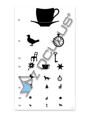 Sehprobentafel Kinderbilder nach Löhlein, Visus = 0,2 – 1,0