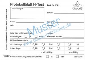 Protokollblatt zum H-Test