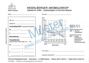 Auswerteblöcke zum Heidelberger Anomaloskop
