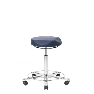 Arbeitshocker mit anatomisch geformter Sitzkante, mit Fußring