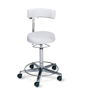 Arbeitsstuhl mit anatomisch geformter Sitzkante, mit Fußring